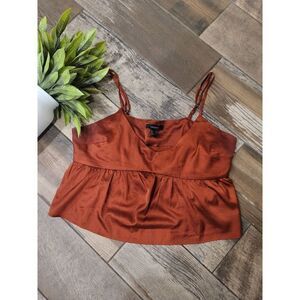 Burnt orange silky crop babydoll tank forever 21